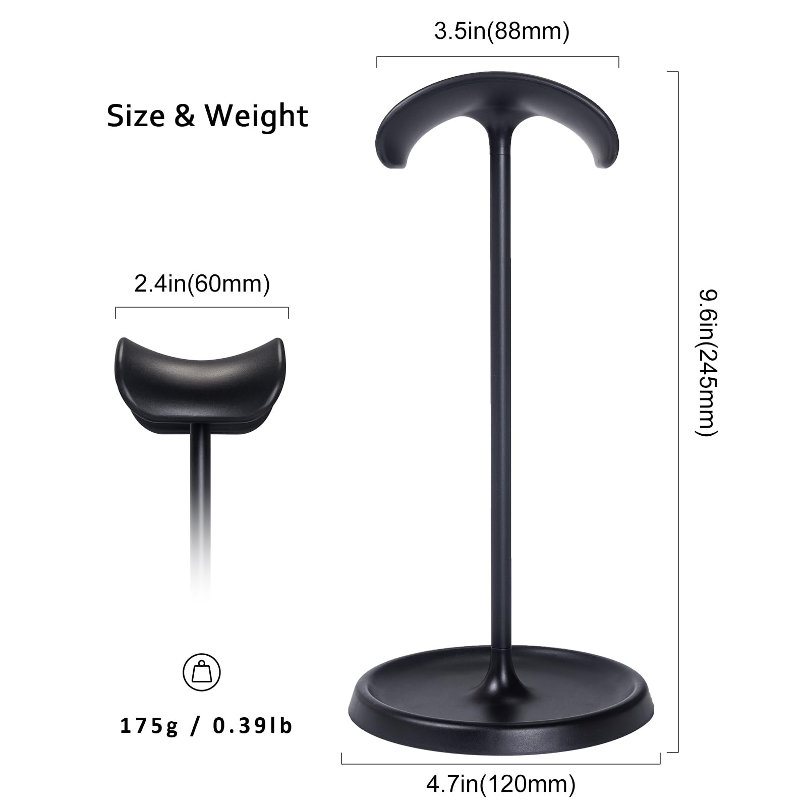 ZORBES Headphone Stand for Gaming Desk with Weighted Metal Base and Curved Headband Holder | Minimalist Organizer for Workspaces