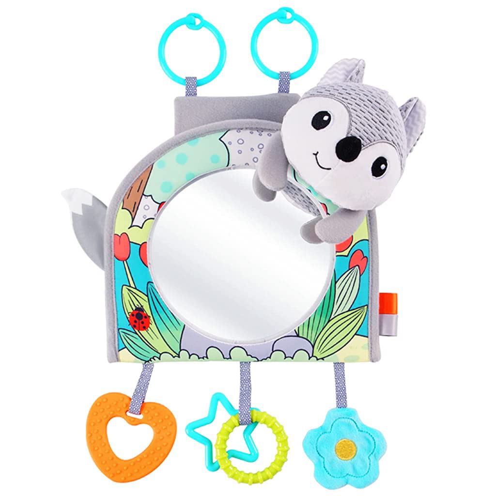 ZIBUYU Baby Car Mirror for Travel with 13cm Acrylic Surface and Plush Fox Toy | Safe for 0–12 Months