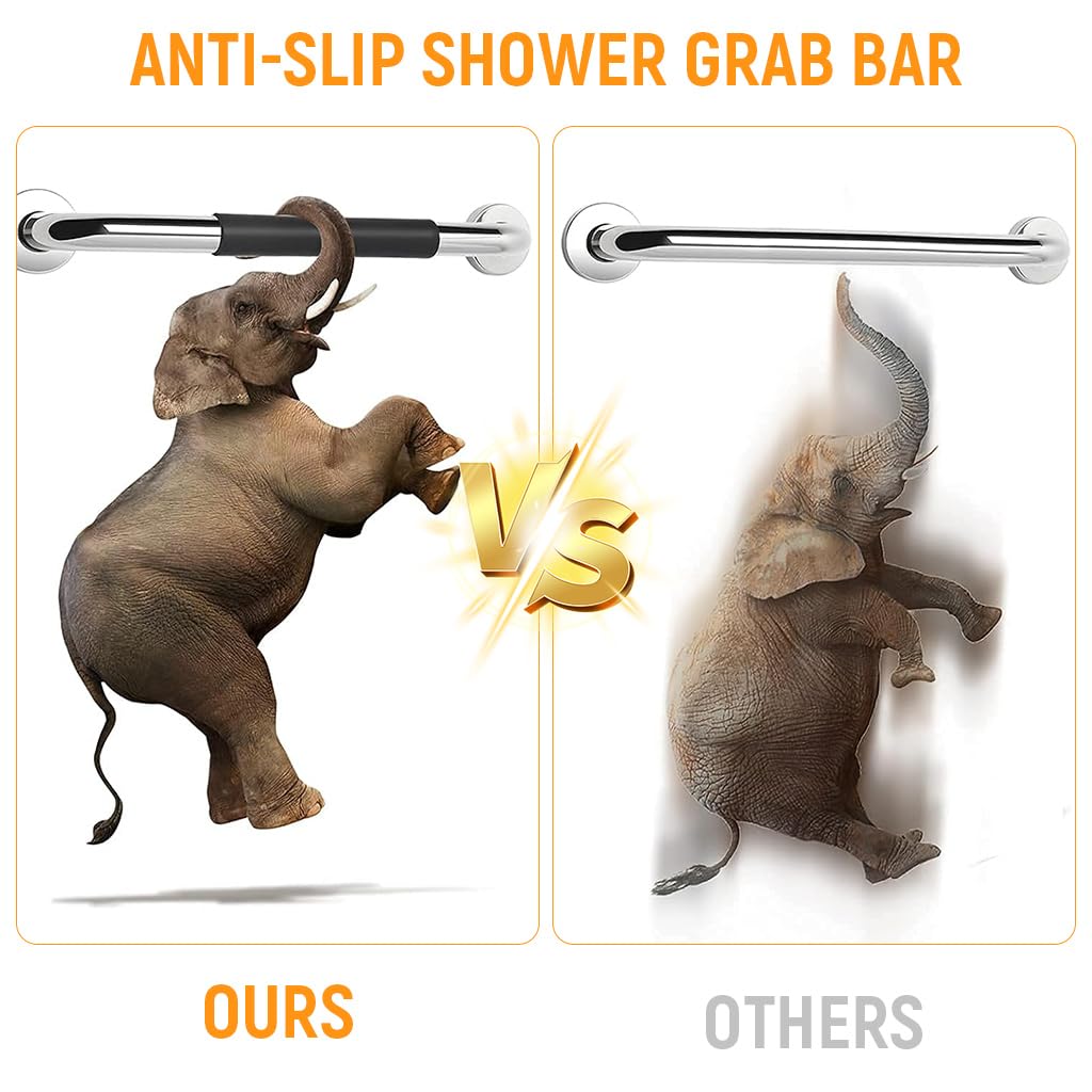 HANNEA Grab Bar for Bathroom with 15.57 in Ergonomic Handle featuring Screw Fixing | Stainless Steel Safety Support for Seniors