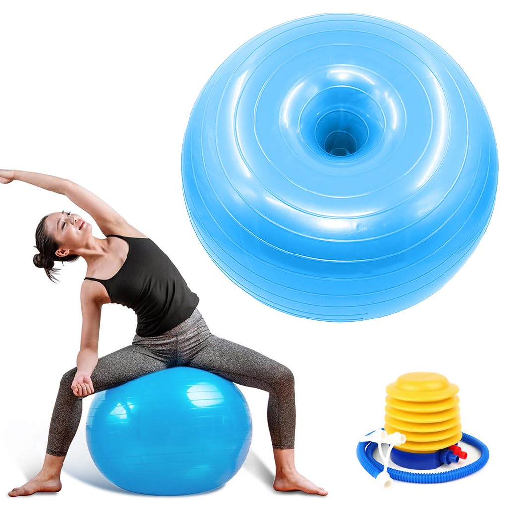 Proberos® PVC Yoga Ball 19.6 inches Yoga Donut Ball Balance Training Ball Stability Donut Ball Core Balancing Training Ball Inflatable Yoga Donut Ball with Manual Air Pump