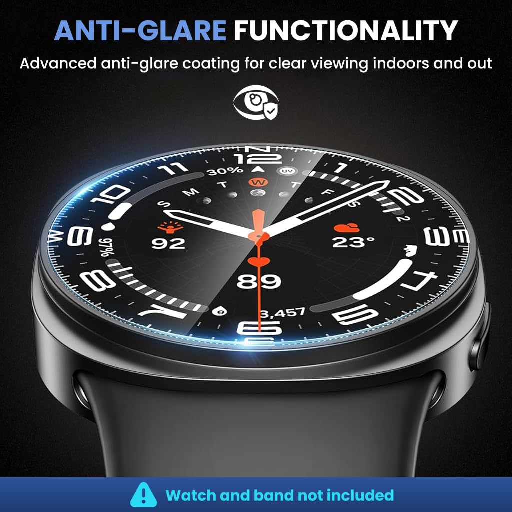 ZORBES Glass Screen Protectors for Samsung Galaxy Watch 8 44mm with Auto Alignment Tool and Anti Glare Finish