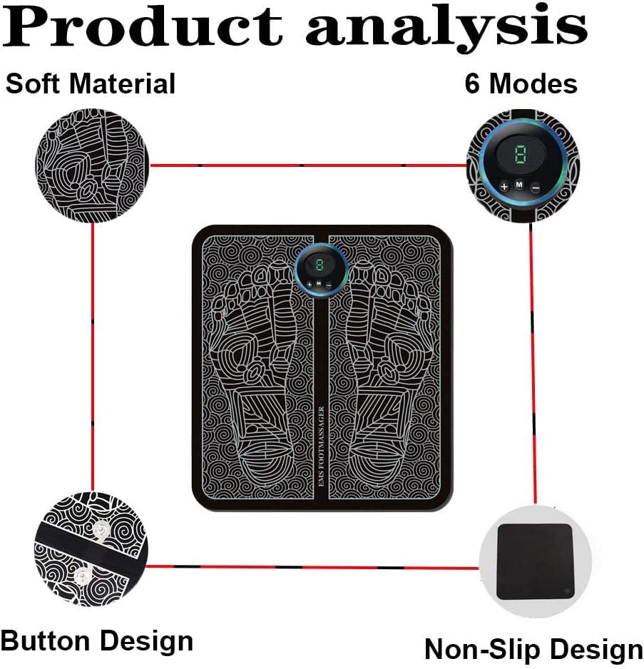 HANNEA Foot Massager for Pain Relief with 6 Modes and 9 Strength Levels | Wireless EMS Pad