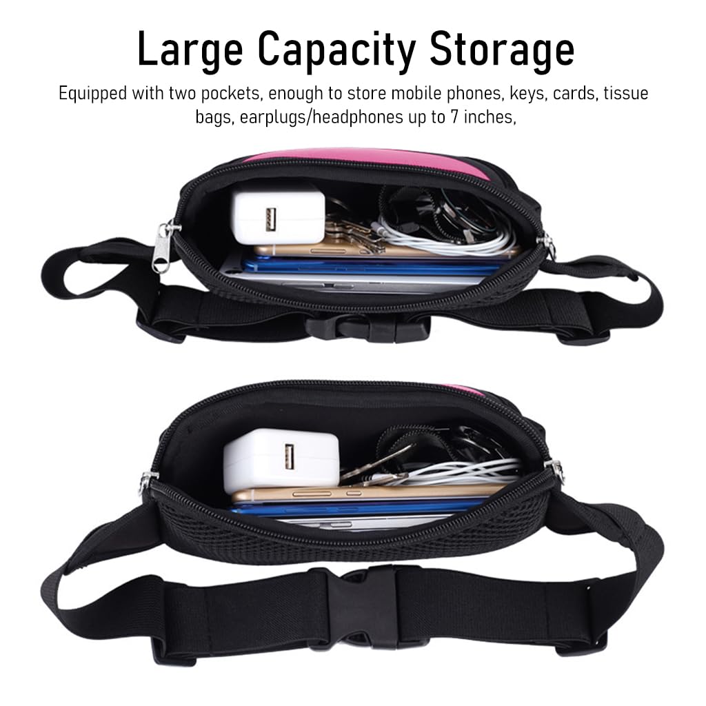 ZIBUYU Waist Bag for Women with Waterproof Fabric and Adjustable Strap | Slim Pink Fanny Pack for Travel and Running