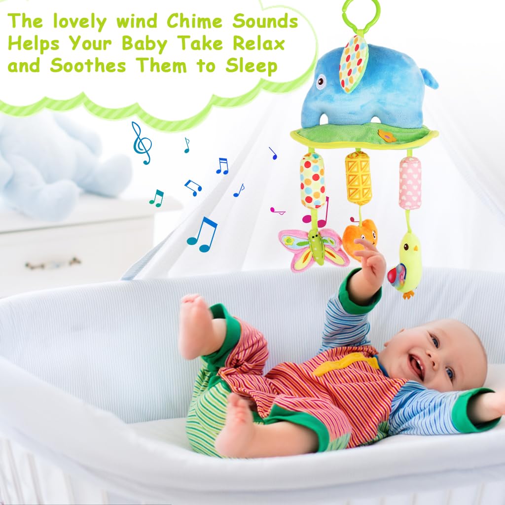 SNOWIE SOFT Baby Car Toy for Stroller with Teether and Rattle Sound | Soft Plush Duck