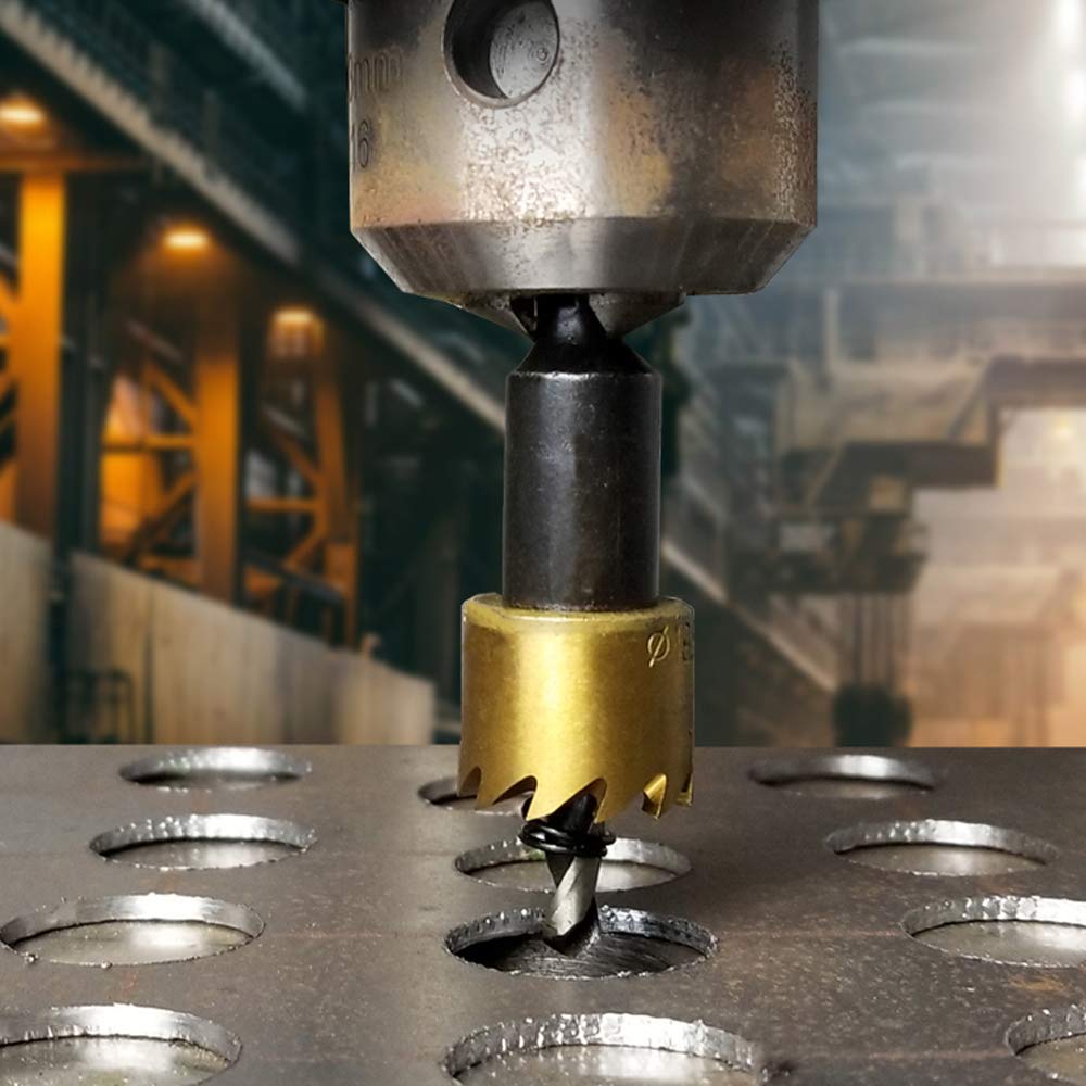 ZIBUYU Hole Saw Drill Bit Set for Metal and Wood 5 Pcs 16–30mm with Titanium Teeth | Gold