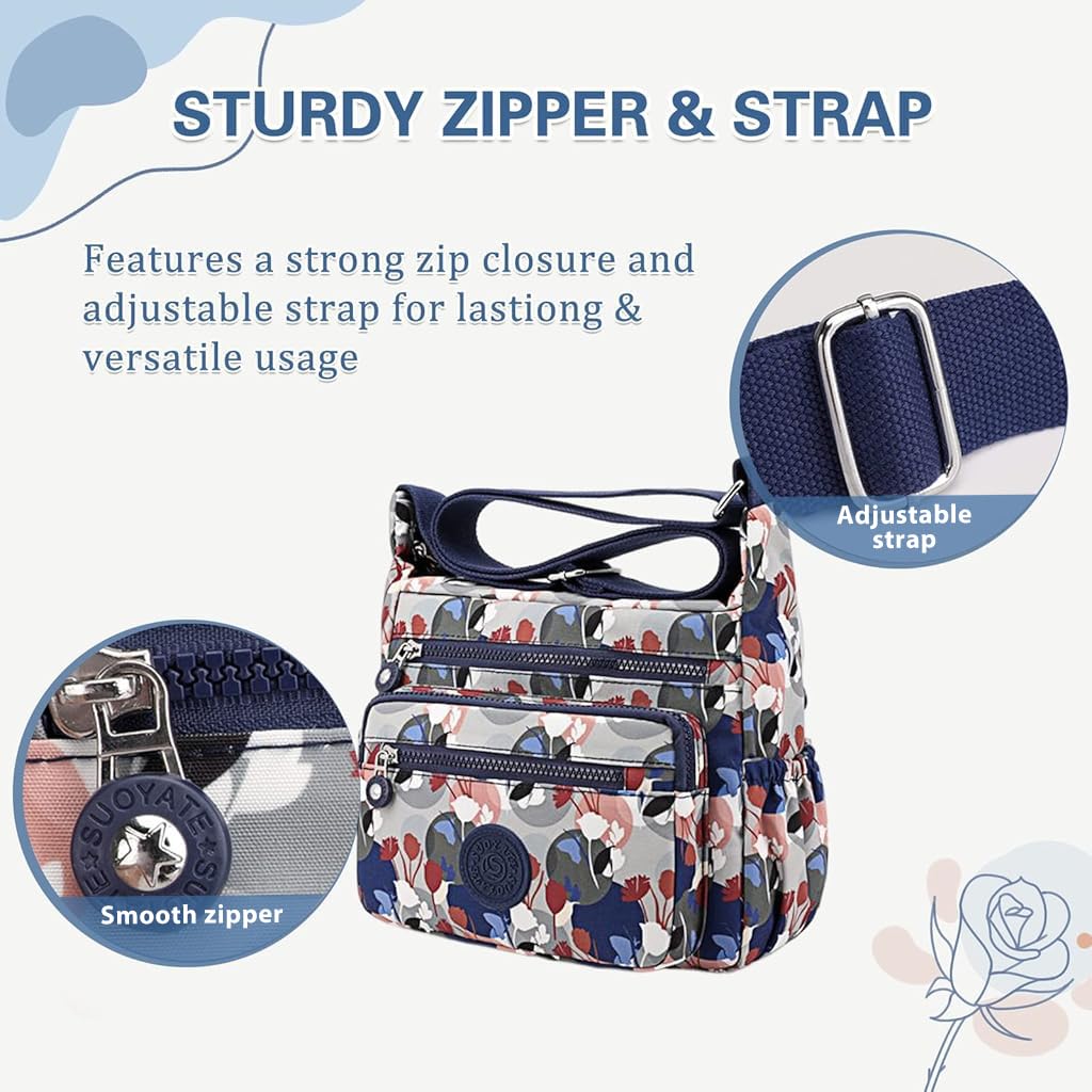 PALAY Women Crossbody Bag for Everyday Use with Multi Layer Compartments and Waterproof Nylon