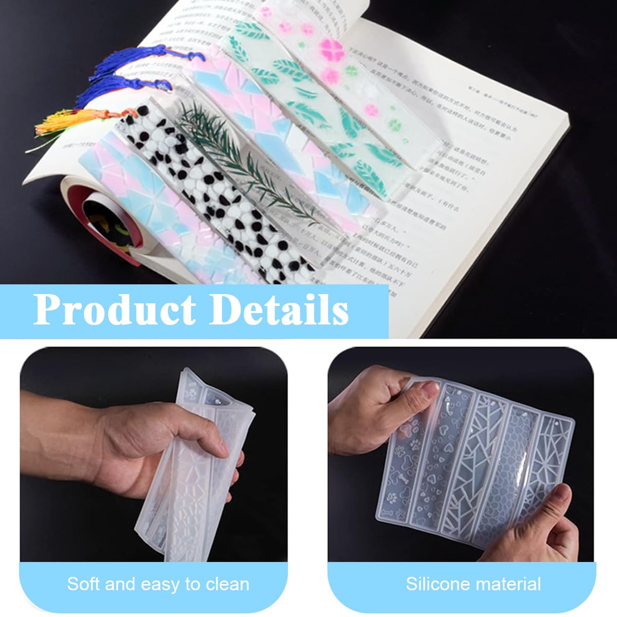 HASTHIP® 6Pcs Diamond Painting Bookmarks Kit, DIY Feather Bookmark Bling Crystal Pendant Bookmark for Home Office School, 5D Diamond Painting Beginner Arts Crafts Gifts for Adults and Kids (15X5.5cm)