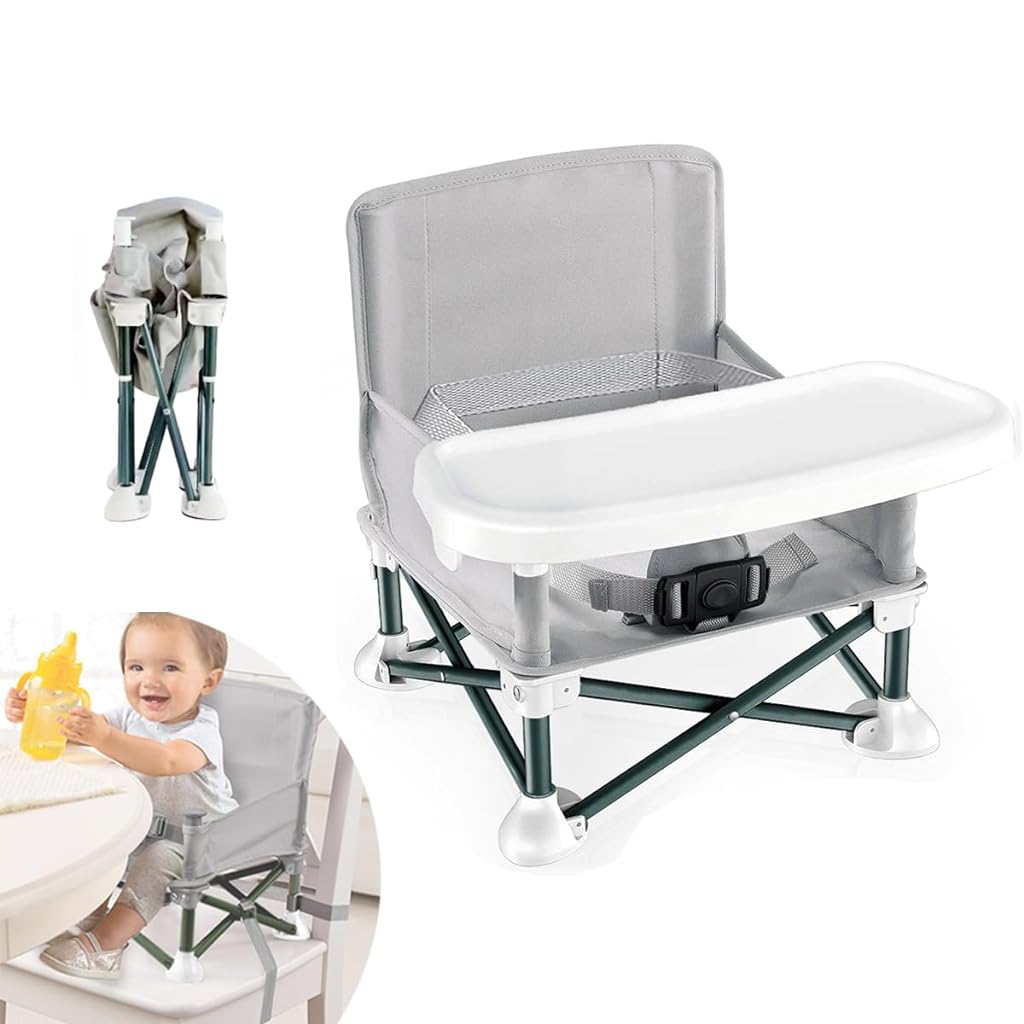 SNOWIE SOFT® Folding Booster Seat Baby Feeding Chair High Chair for Toddlers Anti-Slip Baby Sitting Chair with Table Portable Baby Feeding Seat for Home, Outdoor, for Toddlers 6 to 36 Months