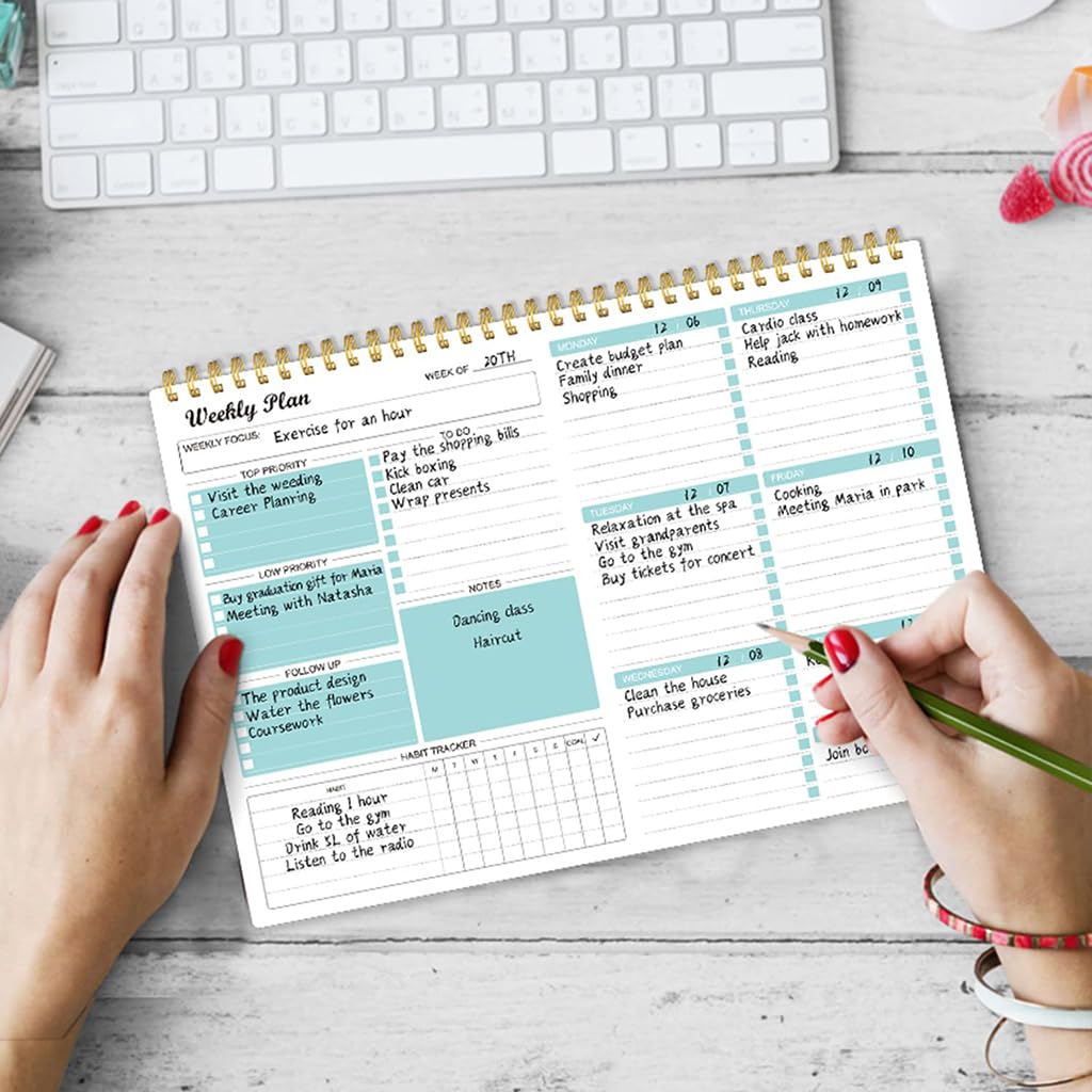 ZIBUYU Weekly Planner Notepad for Work and Study with 52 Undated Pages and Habit Tracker | Pink 8.5 x 11 Organizer
