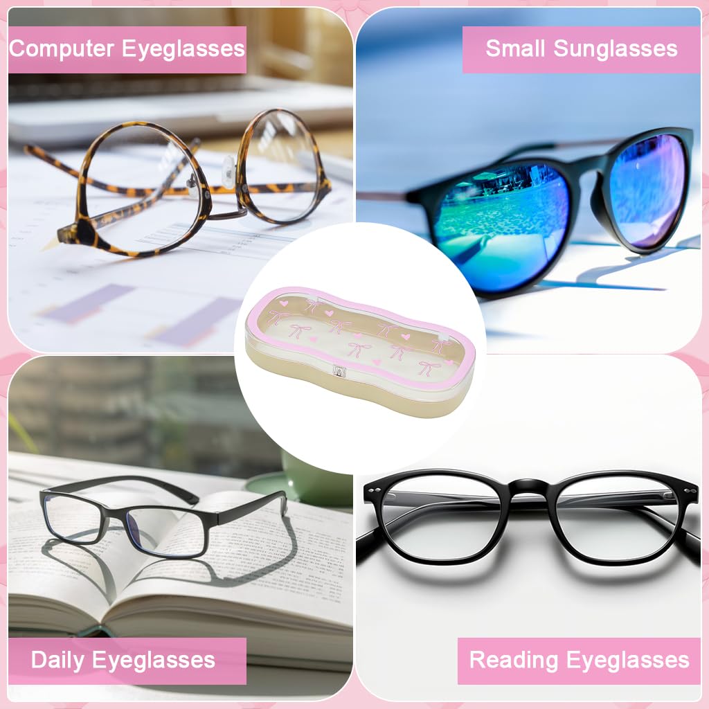 PROBEROS Eyeglasses Storage Case for Glasses and Accessories with Clear PP Box | Pink Organizer Holder