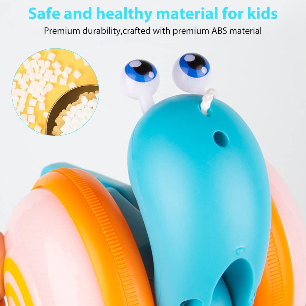 ZIBUYU Musical Snail Pull Along Toy for Walking Fun with 9.6×3.7×4.7 cm Wheels | Light & Sound for Toddlers