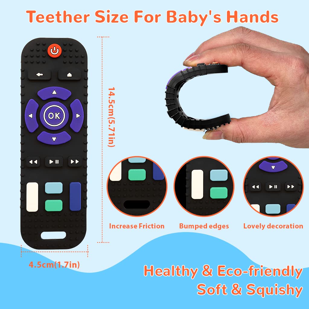 PATPAT Silicone Teether Toy for 6–12 Months featuring Pig Remote Shape and Blue Color | Soothes Baby Gums and Supports Sensory Development