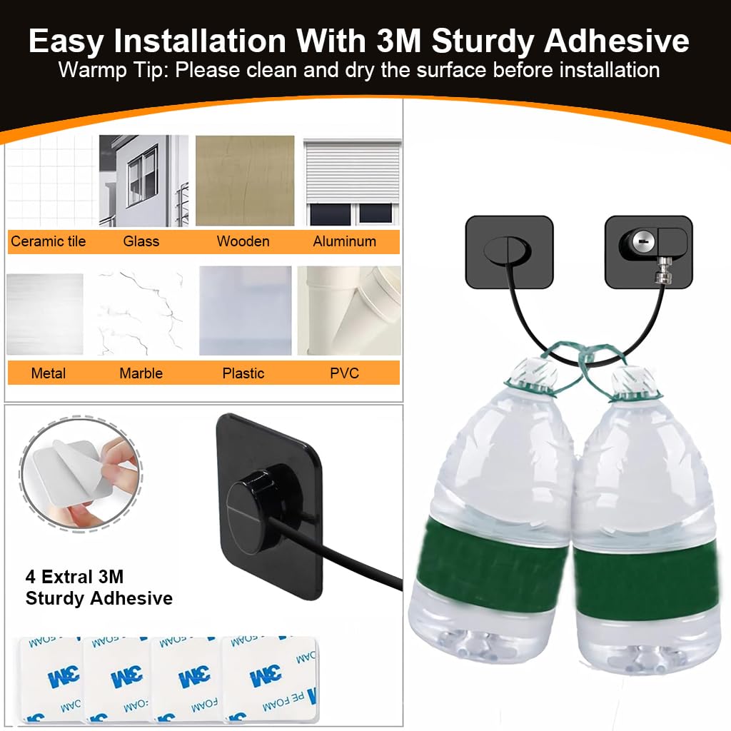 STHIRA Child Lock for Drawers and Refrigerator with Keyed Chain and Self Adhesive | 6PCS Black Stainless Steel Safety Device