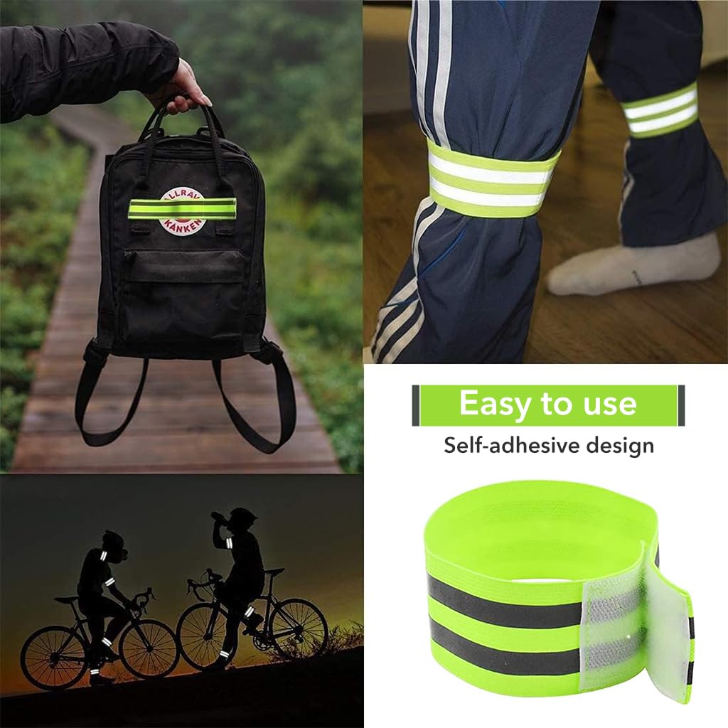 Proberos Reflective Arm Band for Running with Luminous Strips and 35–50cm Elastic Fit | Green