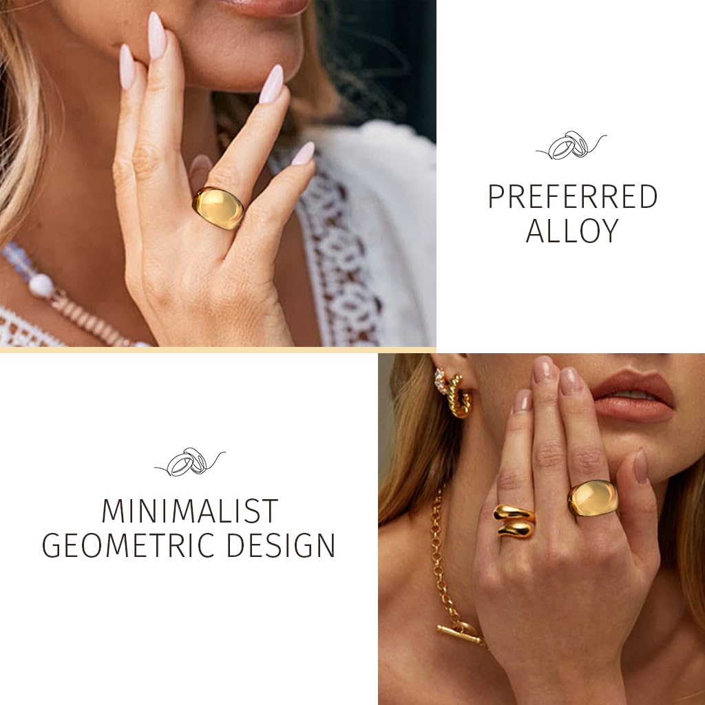 SANNIDHI Rings Set for Women with Adjustable Open Design and Gold Alloy Finish | 5Pcs Stackable Thumb and Punk Style