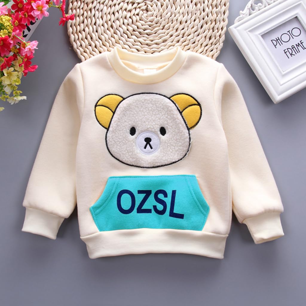 ZIBUYU Kids Winter Clothes Set for Toddlers with Hoodie Jacket and Pants 3 Pieces 100cm | Adorable Cartoon Design for Boys and Girls