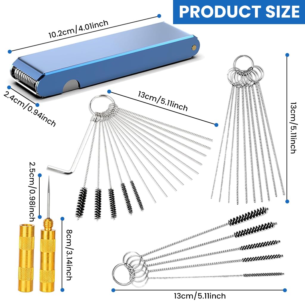 STHIRA Carburetor Cleaning Kit for Motorcycle with 43 Piece Set and Stainless Steel Tools | Includes Needles Brushes and Wrench