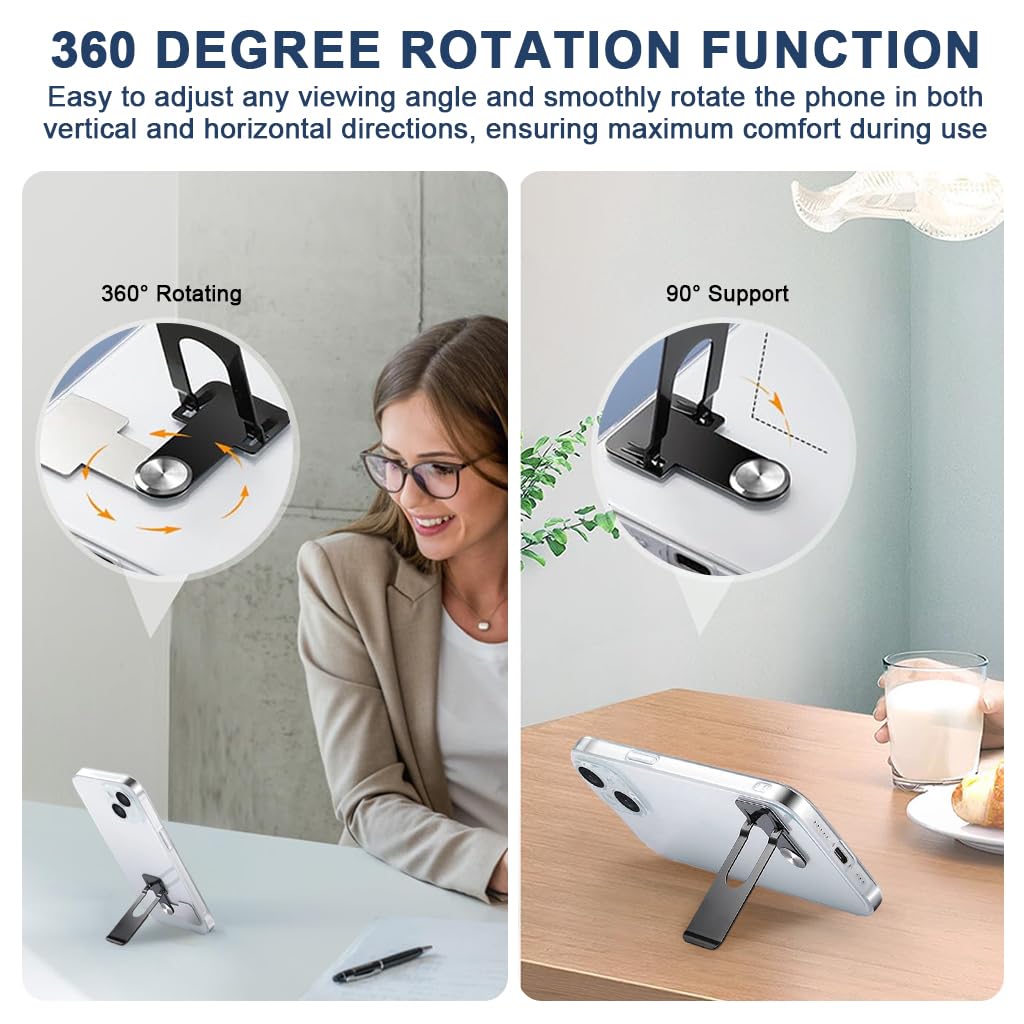 ZORBES Self-Adhesive Phone Stand for Hands-Free Viewing with 360 Degree Swivel | Ultra Slim Metal Folding Support