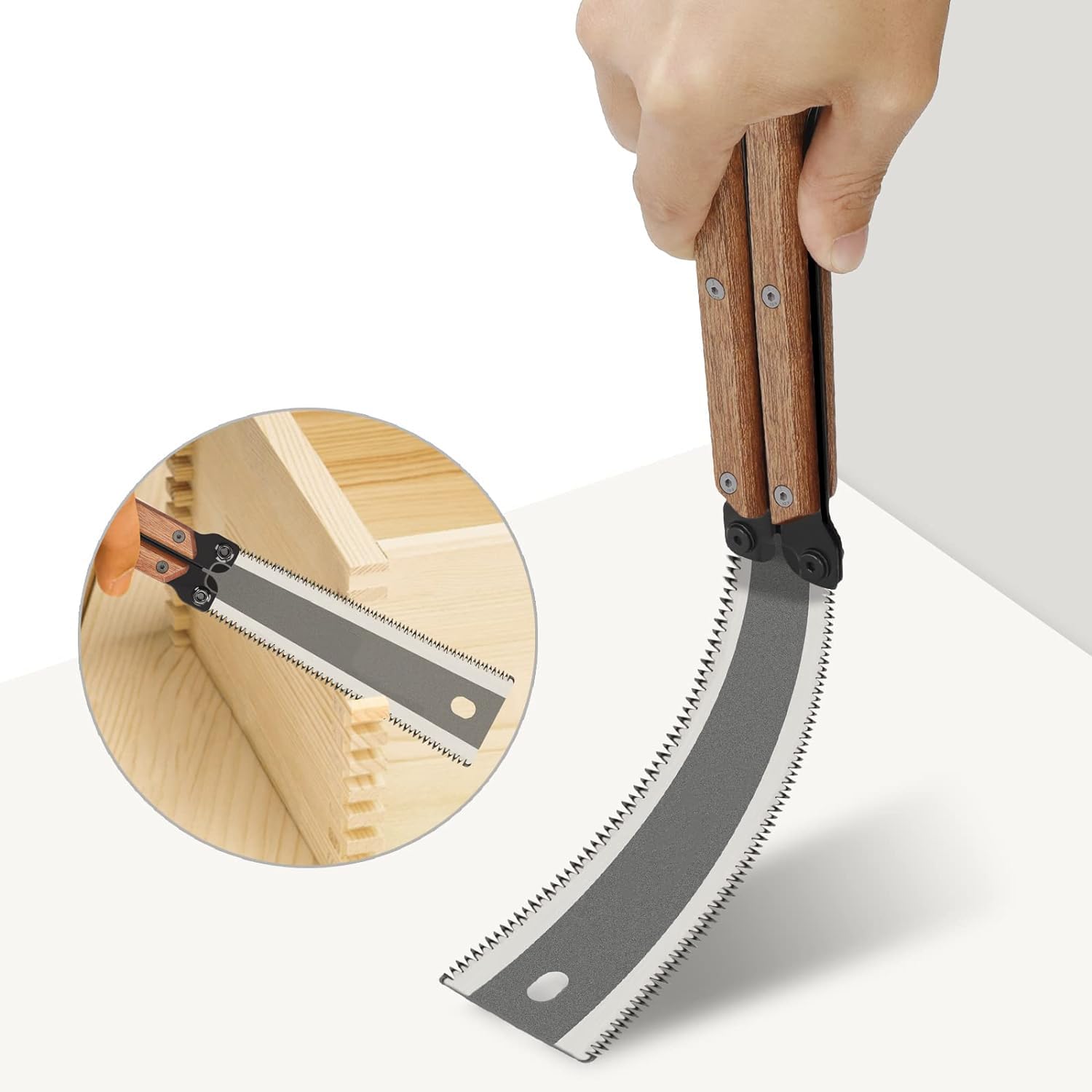 Serplex Hand Saw for Woodworking with 5.5 in SK5 Steel Blade and Folding Handle | Smooth Double Edge Cuts