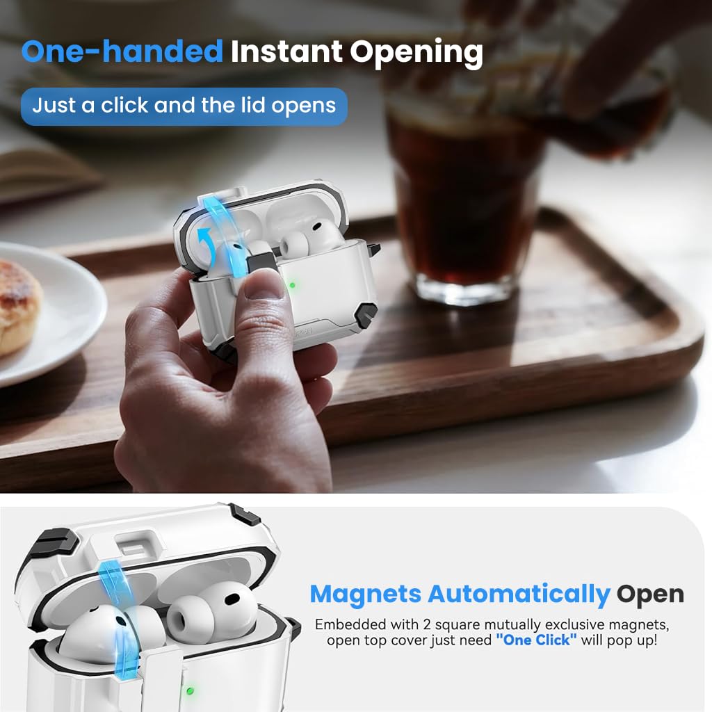 ZORBES AirPods Pro 3 Case with Magnetic Lock and TPU PC Cover | Desk Phone Bracket