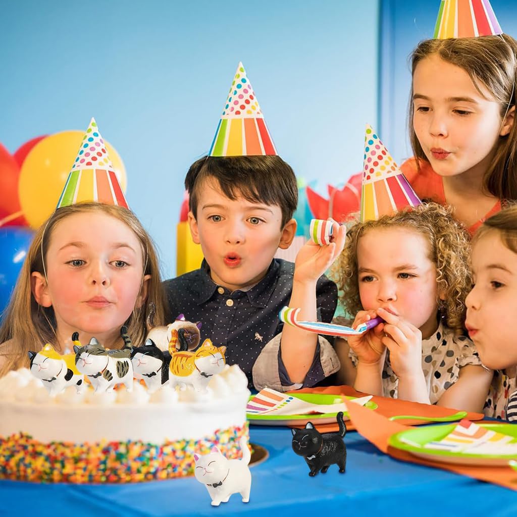 ZIBUYU Mini Cat Figurine Set for Home Decoration featuring 9 PVC Cats | Gift for Cat Lovers