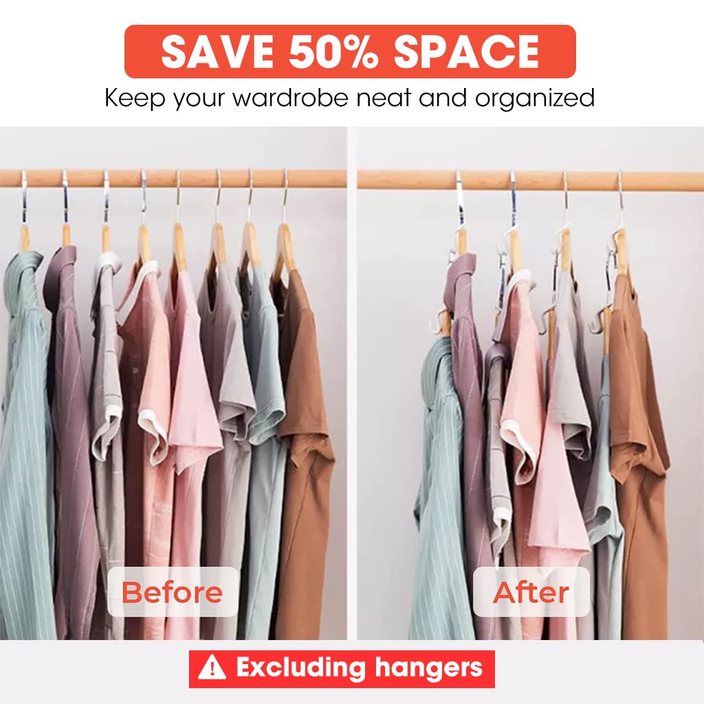 HASTHIP Clothes Hanger Connector Hooks for Closet Space Saving with 3.5 in Hole | 50 Pcs PP Clips