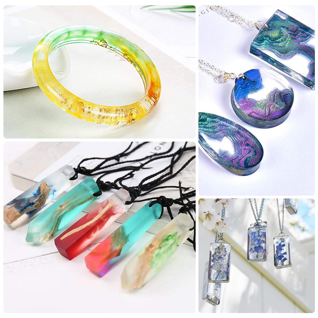 HASTHIP Resin Mold Kit for DIY Tray Making with Gold Handles and 29.5×16cm Silicone Mold