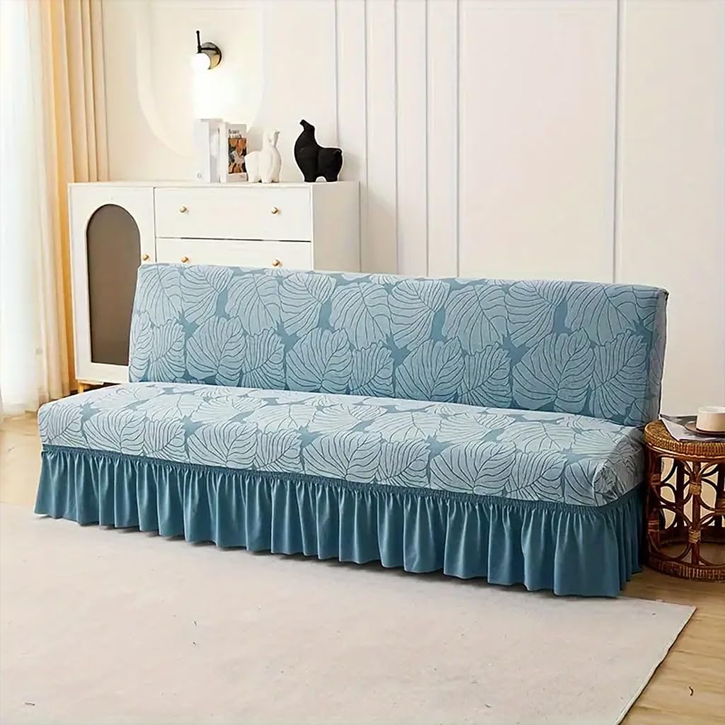 HASTHIP® 1PC Stretch Sofa Slipcover Couch Sofa Covers Washable Furniture Protector Full Sofa Bed Cover with Elastic Bottom and Skirt for Living Room, Light Blue (190-230cm)