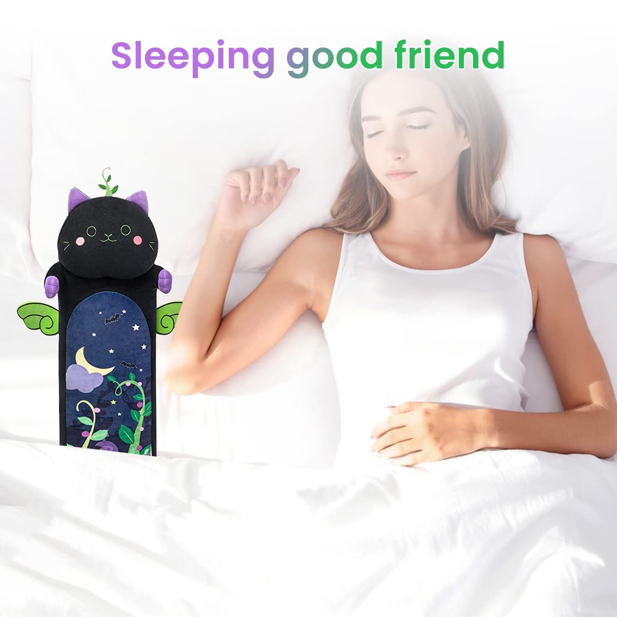 PATPAT® 35'' Plush Long Pillow Plush Toy Cute Bed Plush Toy for Kids Cushion Pillow Rest Pillow Comforting Plush Toy on Sofa Bed, Cartoon Kitten Stuffed Plush Toy Pillow Birthday Gift Plush Toy