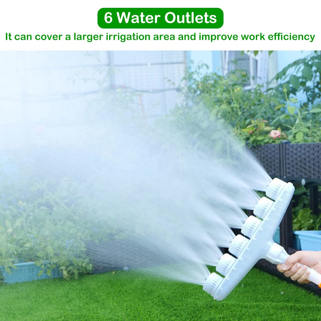 Supvox Garden Water Pipe Sprayer 6 Nozzle Irrigation Sprinkler Larger Irrigation Area Garden Sprayer Nozzle with Flow-Adjustment Connector for Agricultural Irrigation Lawn Garden Watering Plants