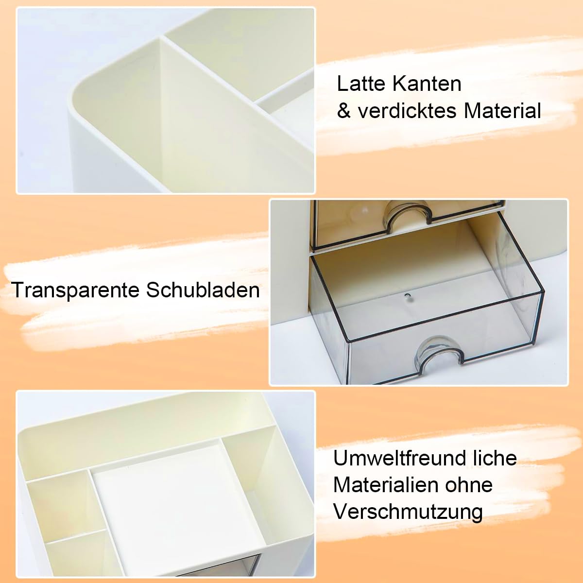 Climberty Desk Organizer for Office Supplies with 7 Compartments and 2 Drawers White | ABS Plastic