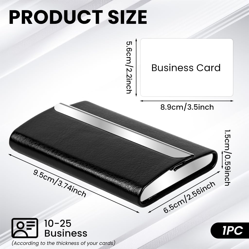 Climberty Business Card Holder for Professionals featuring Magnetic Flip-up Design and Leather-Coated Stainless Steel | Slim Organizer for Men and Women