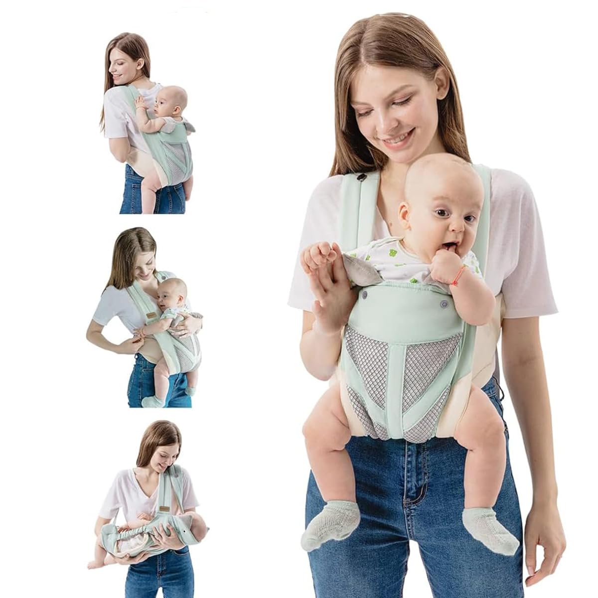 SNOWIE SOFT® Baby Carrier for 8-32lbs 4 in 1 Adjstable Baby Carrier with Lumbar Support Kangaroo Baby Carrier Baby Carrier Face-in /Face-Out Baby Wrap Carrier for Newborns, Infant 0-36 Months