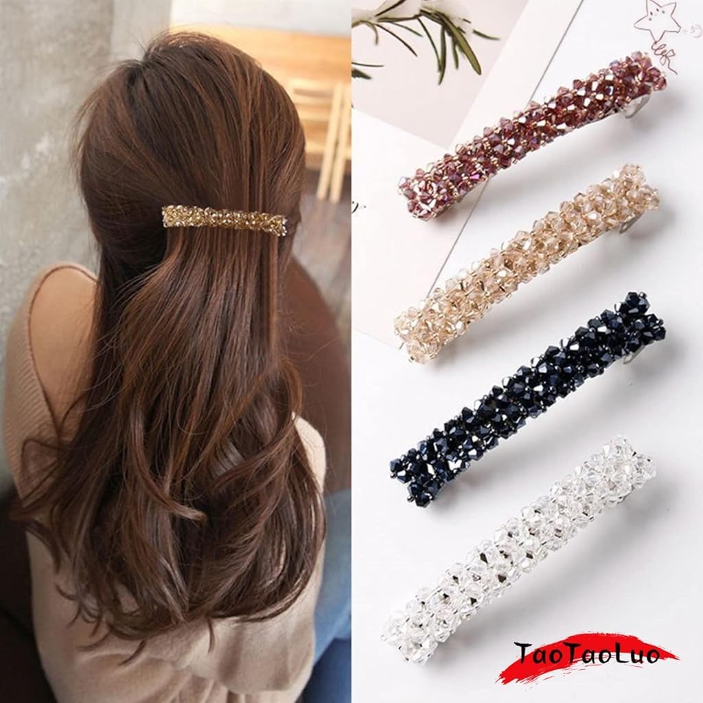 ZIBUYU Hair Pins for Women featuring 8.5 cm French Barrette Clips with Crystal Beads | 6Pcs Gift Set
