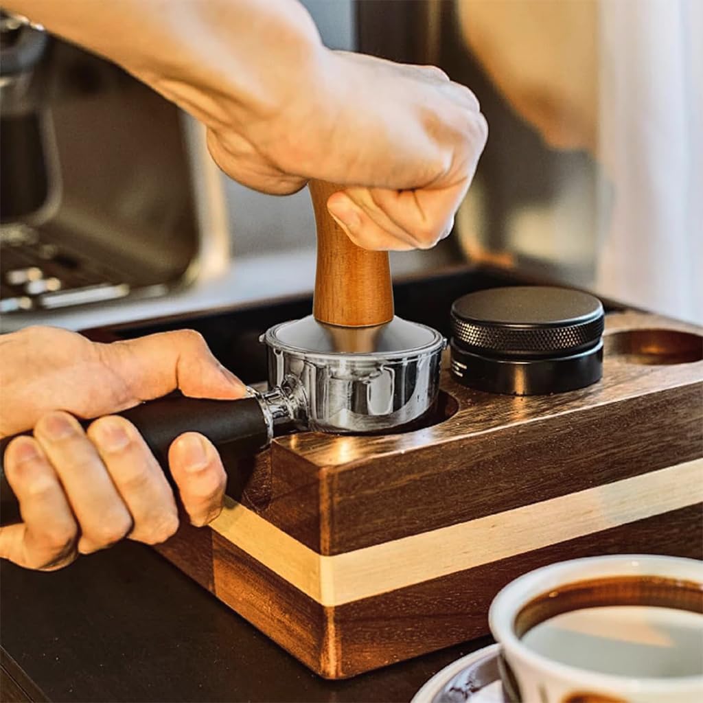 Supvox Coffee Tamper for Espresso with 51mm Stainless Steel Base and Ergonomic Wooden Handle