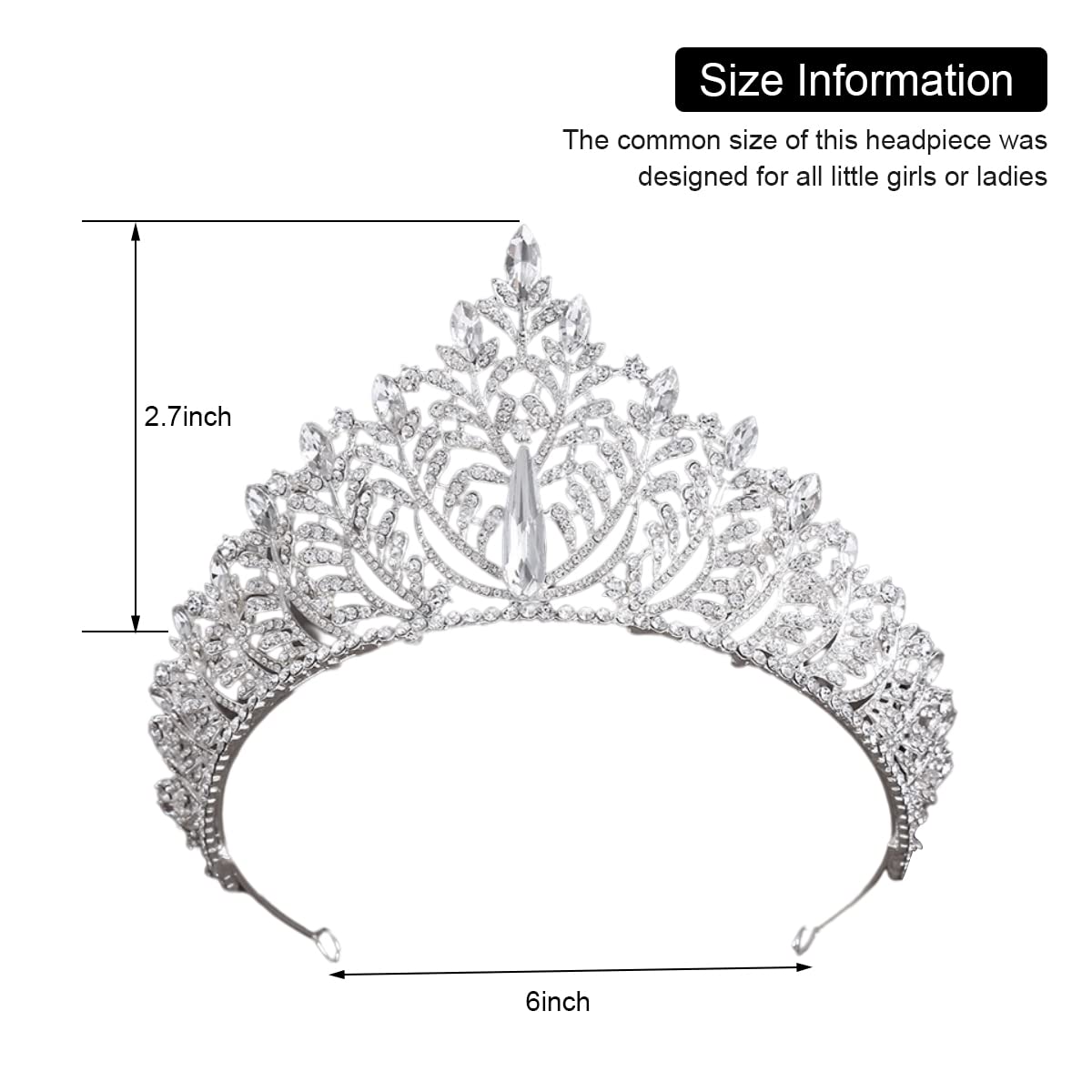 PALAY  Women's Crown Tiara Crown Crystal Princess Crown Tiara Parties Crown for Ladies Girls Bride Hair Accessories Tiara Maternity Photoshoot For Girls