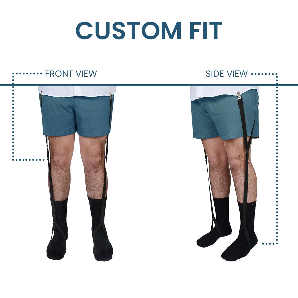 GUSTAVE Shirt Stays for Men with Dual Clip Strap and Foot Loop | 1 Pair Black Elastic