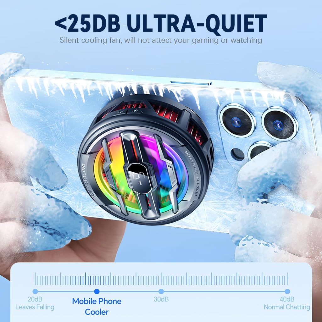 ZORBES Phone Cooler for Gaming with LCD Display RGB Light and Semiconductor Cooling | 2PCS