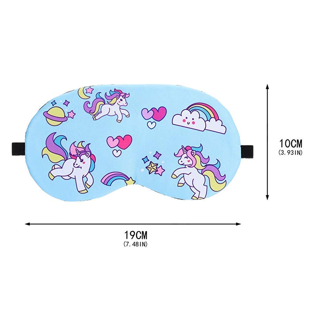 GUSTAVE Sleeping Eye Mask for Travel and Home with Soft Elastic Straps and Plush Material | 5 Piece Unicorn Design for Women and Girls