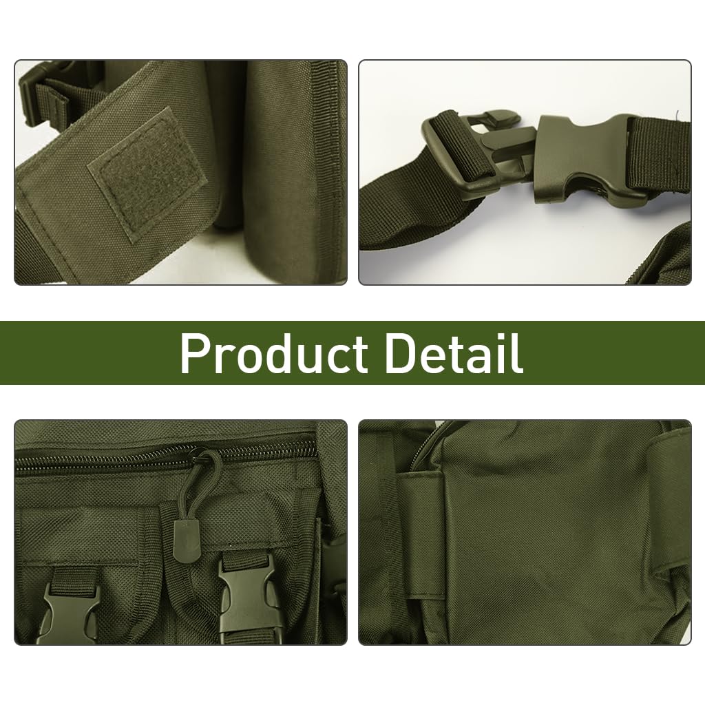 GUSTAVE Waist Bag for Hiking and Camping with Removable Water Bottle Bag | Oxford Cloth Green