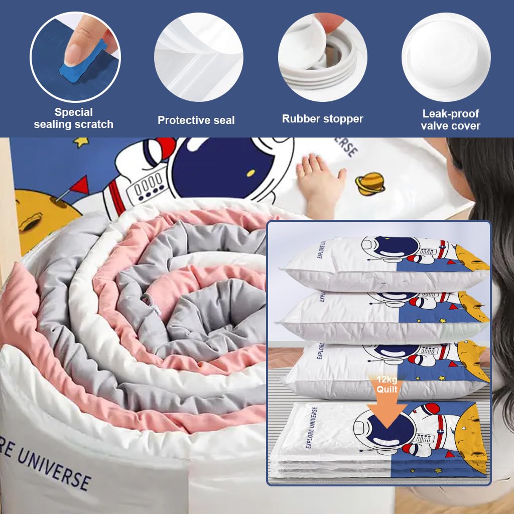 Supvox Vacuum Storage Bags for Clothes 10pcs with Hand Pump featuring Double Sealing Strip | PA&PE Airtight Space Saver for Home and Travel