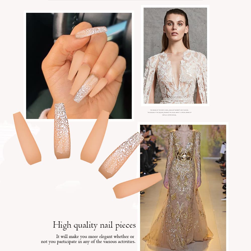 ZIBUYU Press On Nails for Home Salon Use with 24 PCS Full Cover Matte Design | ABS Resin False Nails