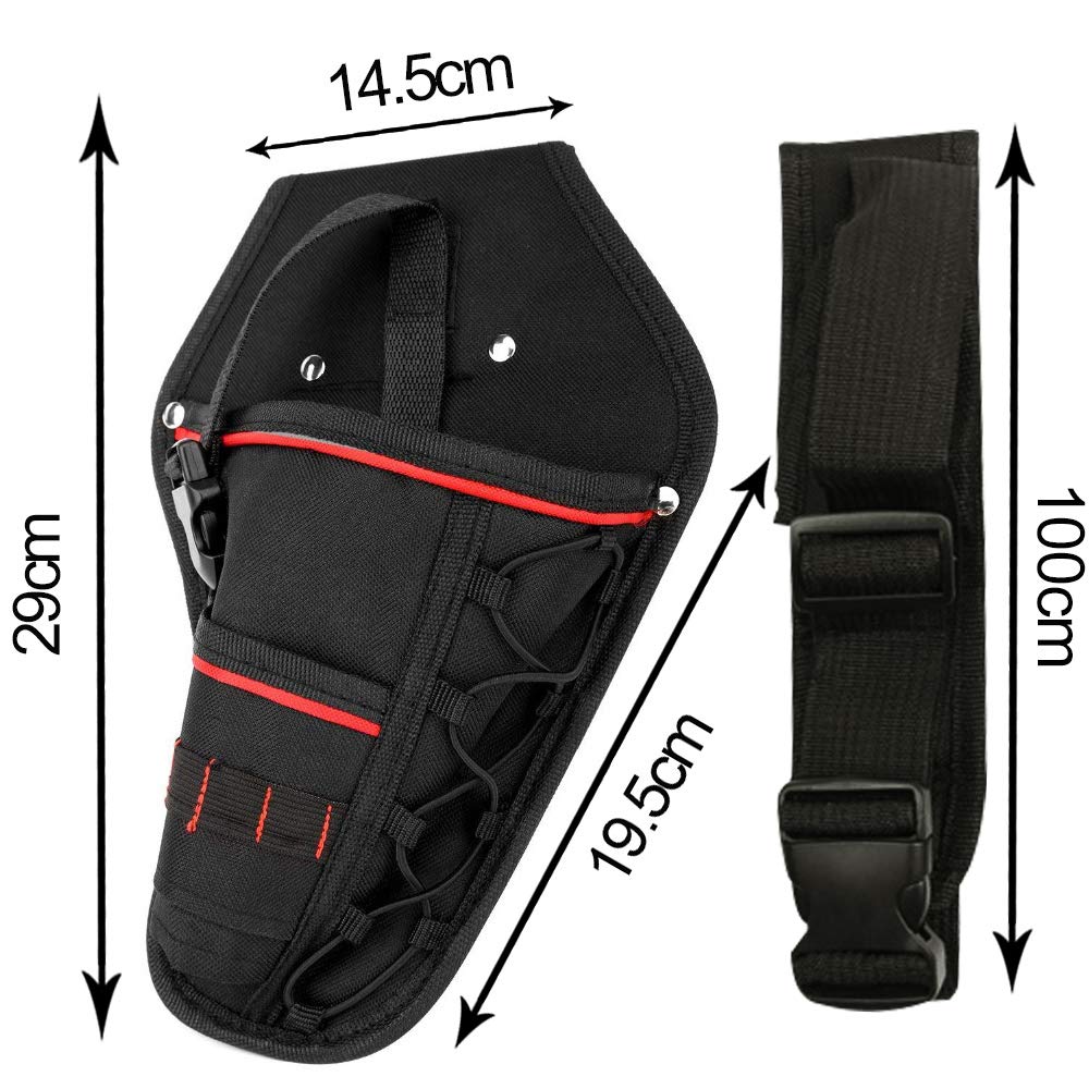 ZIBUYU Hardware Tool Bag for Electrician, Oxford Cloth Tools Storage Pouch Holder Belt Waist Bags, Multi-Pocket Organiser with Adjustable Belt for Wrench Hammer Screwdriver T Handle Drills
