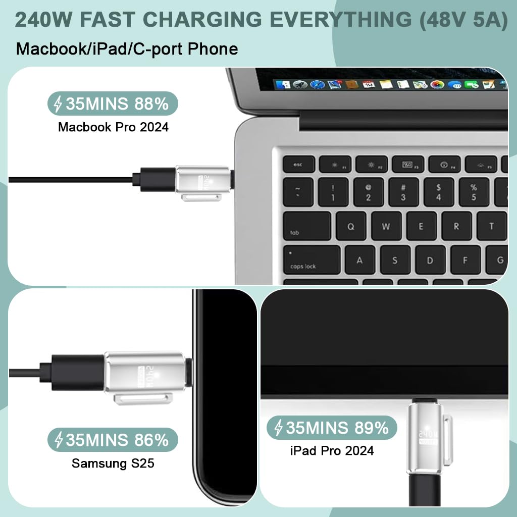 Verilux Type C Adapter with Magnetic Connector and 40Gbps Transfer | 240W Fast Charging