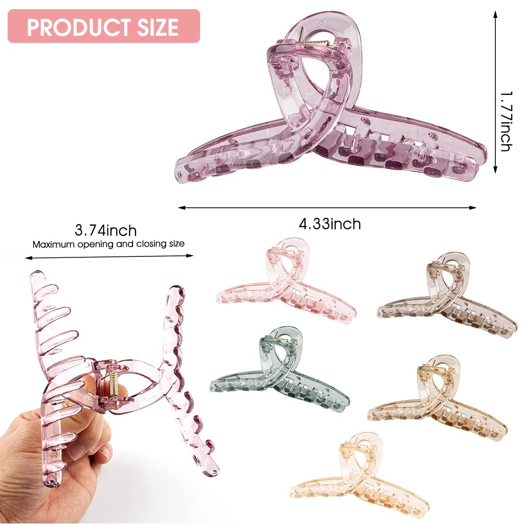 ZIBUYU Hair Clips for Women featuring Non Slip Cross Design | 6 Pcs Acrylic Claw Set