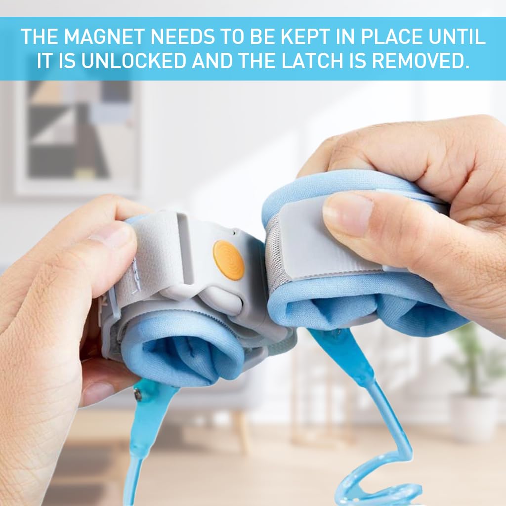 SNOWIE SOFT Anti Lost Wrist Strap for Kids with 6.6ft Fluorescence Coil and Magnetic Lock | Dual Link Safety Harness with Whistle