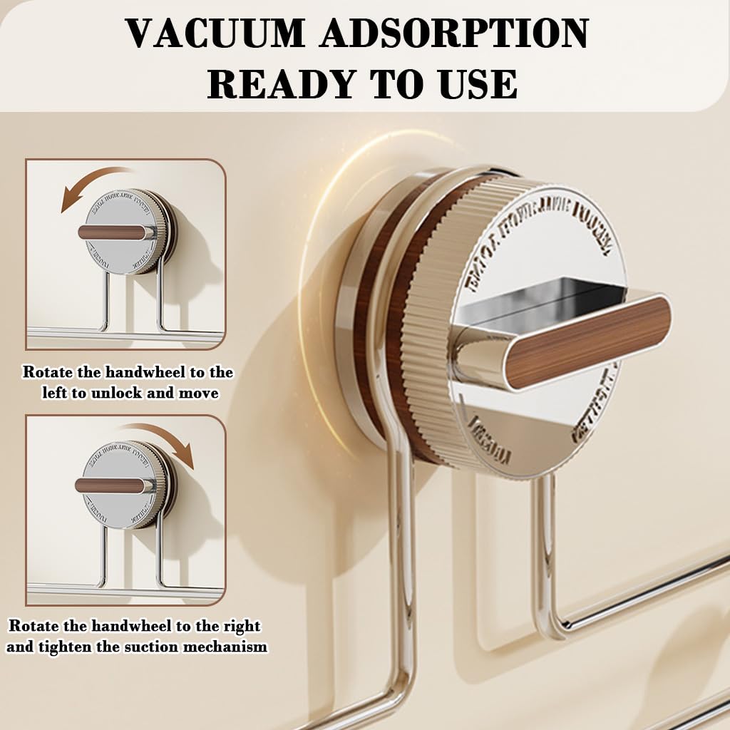 HASTHIP Wall Storage Rack for Kitchen and Bathroom with 12.5 in Suction Cup | Stainless Steel Organizer