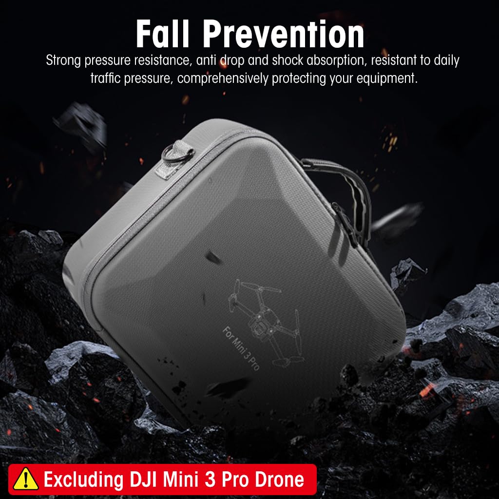 Zeitel Carrying Case for DJI Mini 3 Pro with Waterproof PU Cover and Shoulder Strap | Hard Travel Storage Bag for Drone Accessories