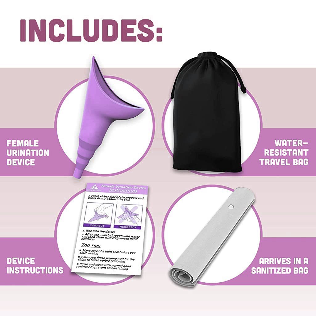 HANNEA Reusable Portable Female Urination Device for Travel with Curved Leakproof Design | Soft Silicone for Women and Pregnant Users