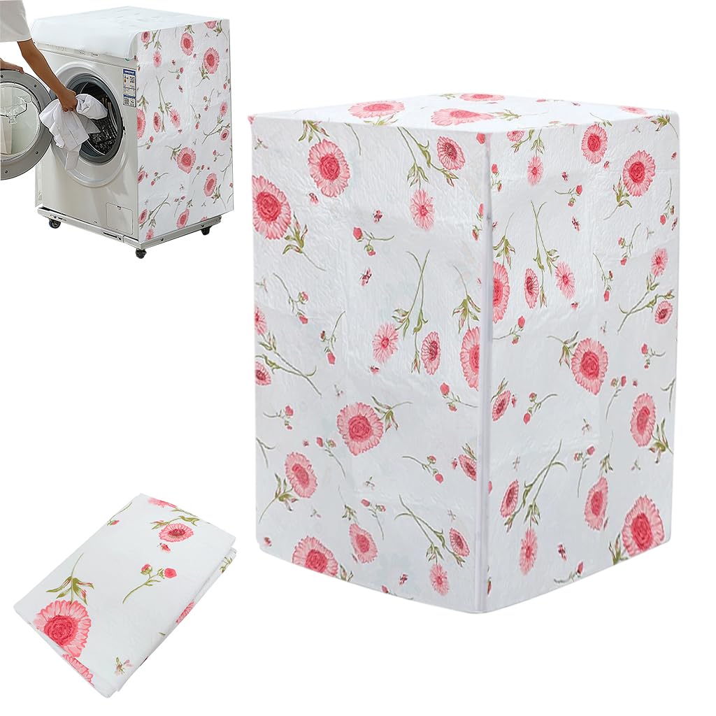 HASTHIP® Washing Machine Dust Cover Front-Loading Washing Machine Dust Cover PEVA Washing Machine Fashion Floral Print Household Washing Machine Dust Cover